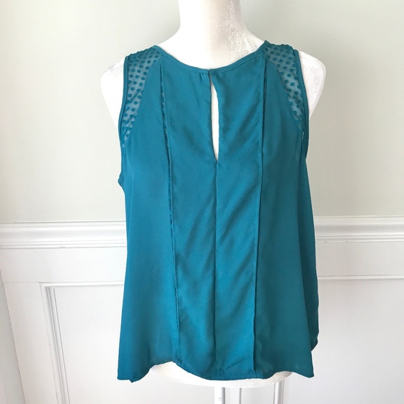 Anthropologie Tops - ANTHROPOLOGIE MAEVE NWT Teal Swiss Dot Lace Top
